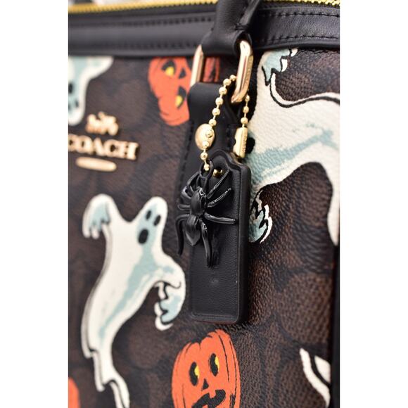 Coach Rowan Satchel Bag In Signature Canvas With Halloween Print NWT Walnut 2025 - Picture 9 of 16